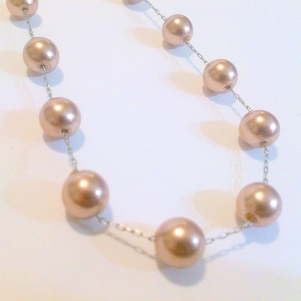Kissaka Bronze Faux Pearl Station Chain